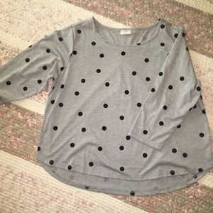 NWOT polka dot top black & gray 1x